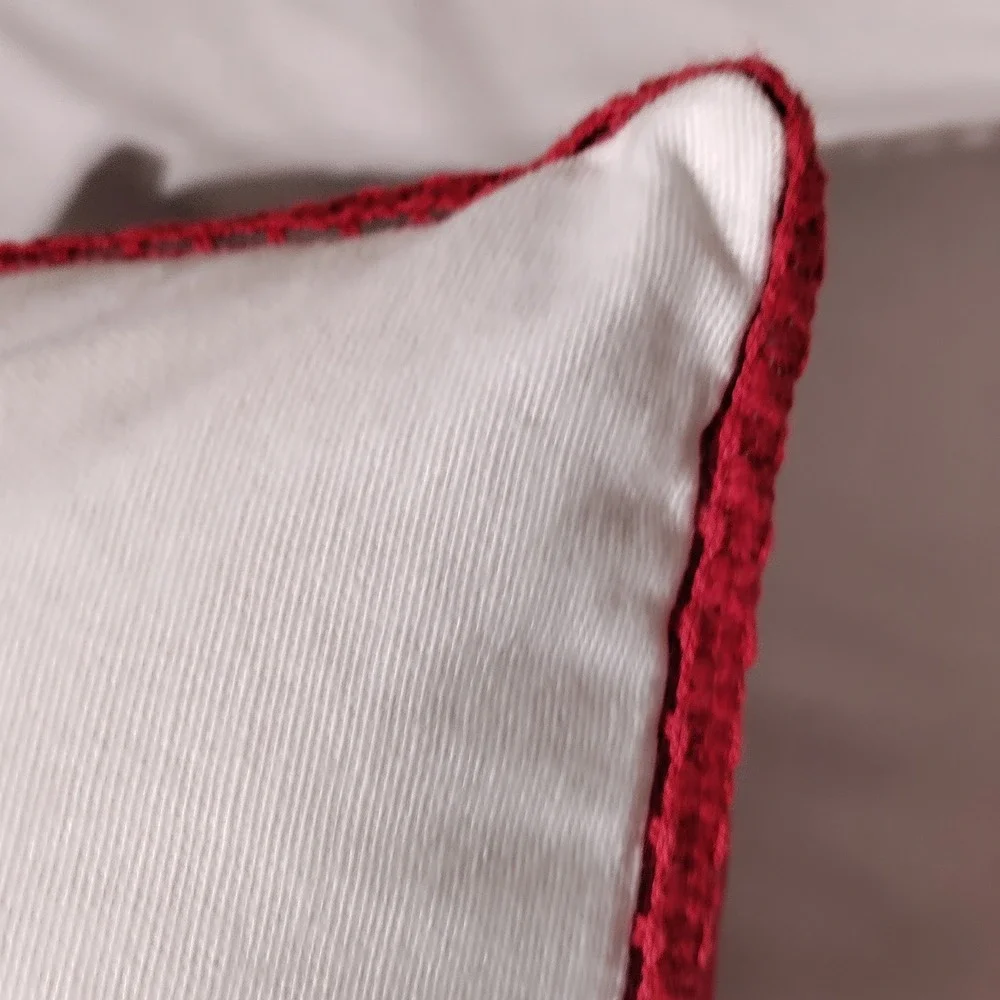 Pier 1 Holiday Penguin Embroidered Throw Pillow Red Scarf Poinsettia 10.5W x 11H